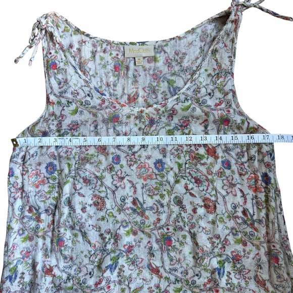 ModCloth Vintage Floral Bird Print Sleeveless Top Tie Shoulders M - Picture 7 of 11